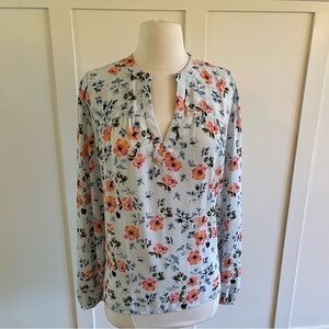 Loft Light Blue Floral Long Sleeve